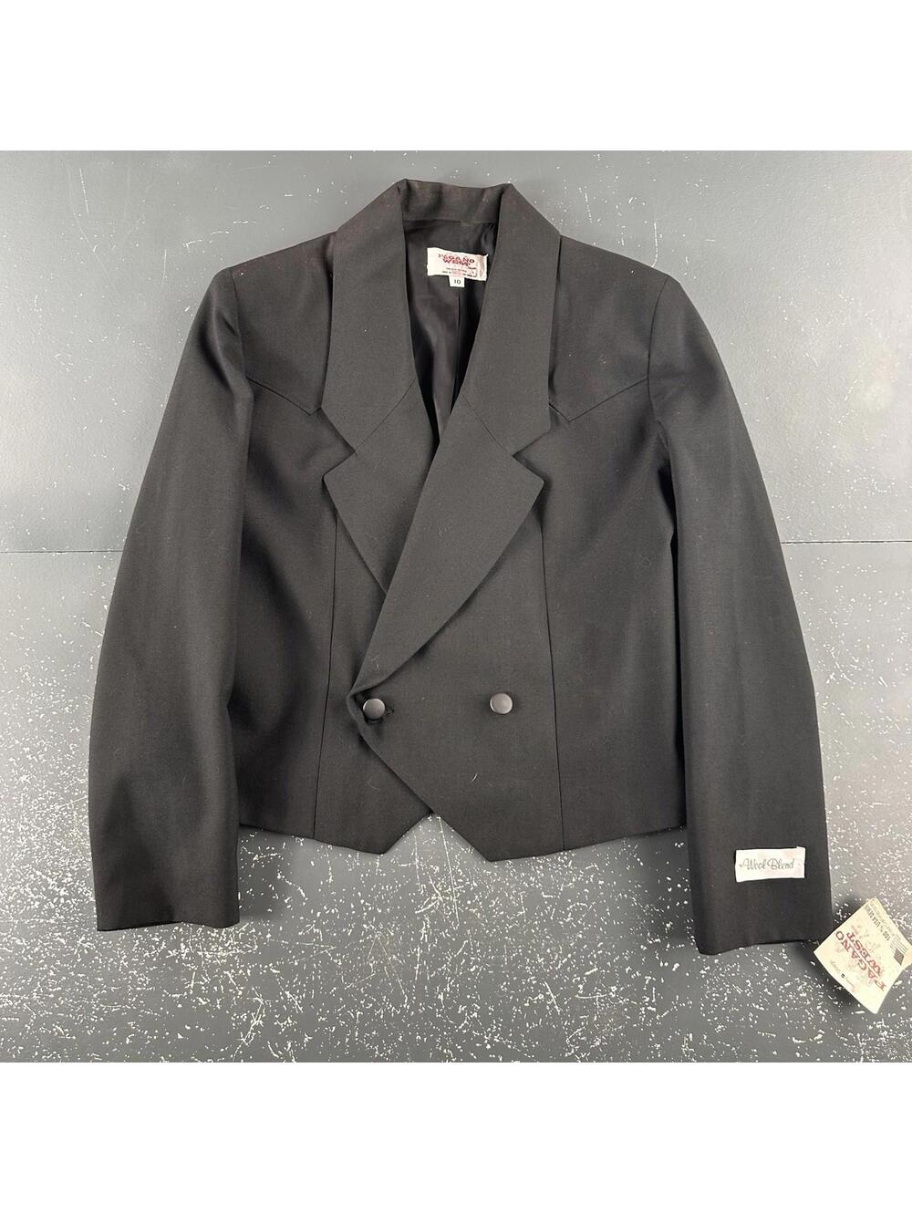 VTG Pagano West Blazer Women 10 Black Bolero Double Breasted Cropped Tuxedo  NWT